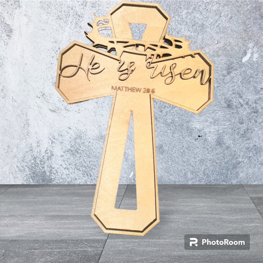 7” He is risen cross